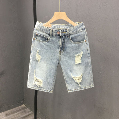 Herreshorts med mellemhøj talje og revet design – denimstil