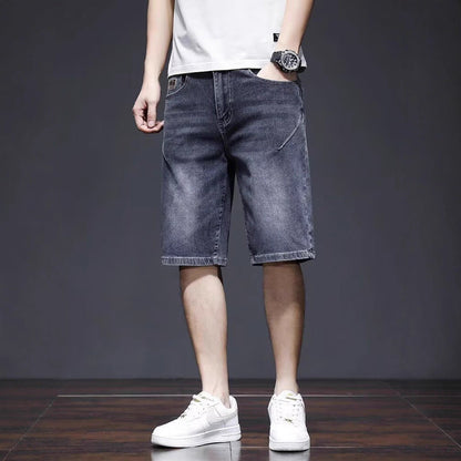 Herre denim shorts til sommer med lige ben – behagelig pasform