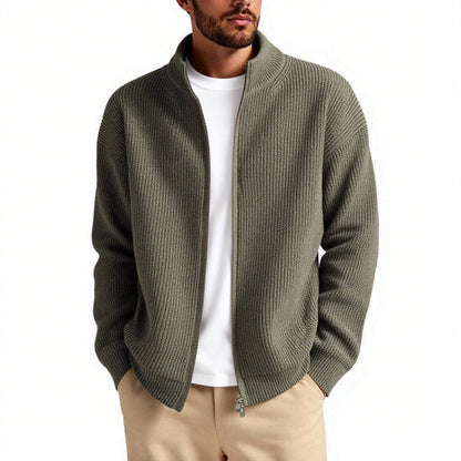 Men's Knit Cardigan with Loose Fit and Front Opening
