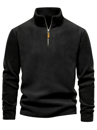 Maglia Uomo con Mezza Zip, Collo Alto e Maniche Lunghe – Comfort Quotidiano Versatile