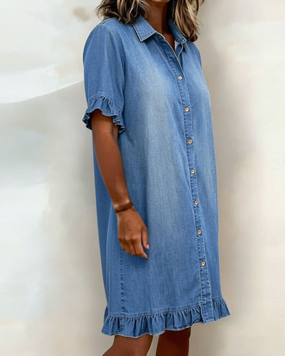 Women's Dress with Front Buttons and Comfortable Fit – Denim Style