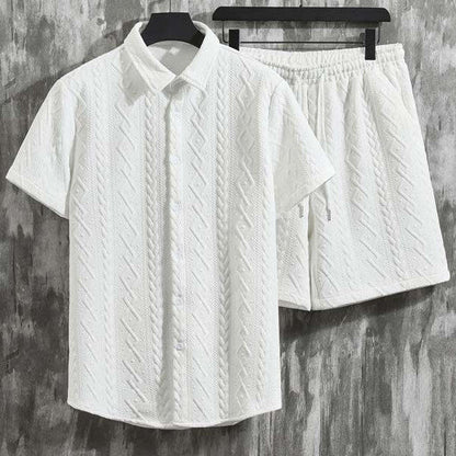 Men's Spring Set with Diamond Pattern: Short-Sleeve T-Shirt and Shorts – Casual Style