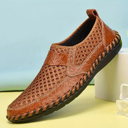 Herresko Slip-On med Elastisk Mesh Overdel og Bred Pasform – Stødabsorberende Sål med Skridsikring