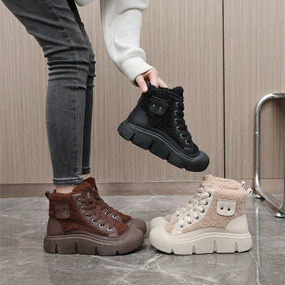 Sneakers Donna Invernali Alte con Lacci – Suola in Gomma Antiscivolo