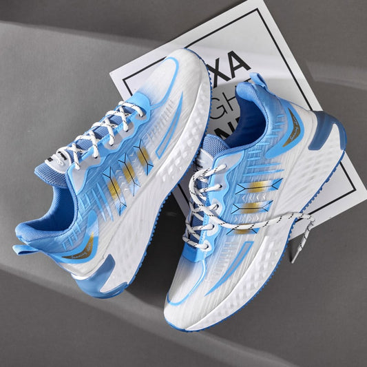 Sportssneakers til mænd med snørebånd, tyk sål og rund tå