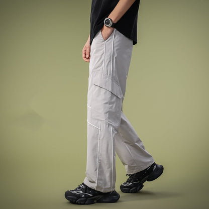 Men's Straight and Wide Cargo Pants with Multiple Pockets – Utility Style