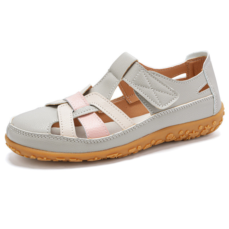 Sandali Donna Retrò con Chiusura a Strappo, Punta Tonda e Suola Morbida – Sandali Casual