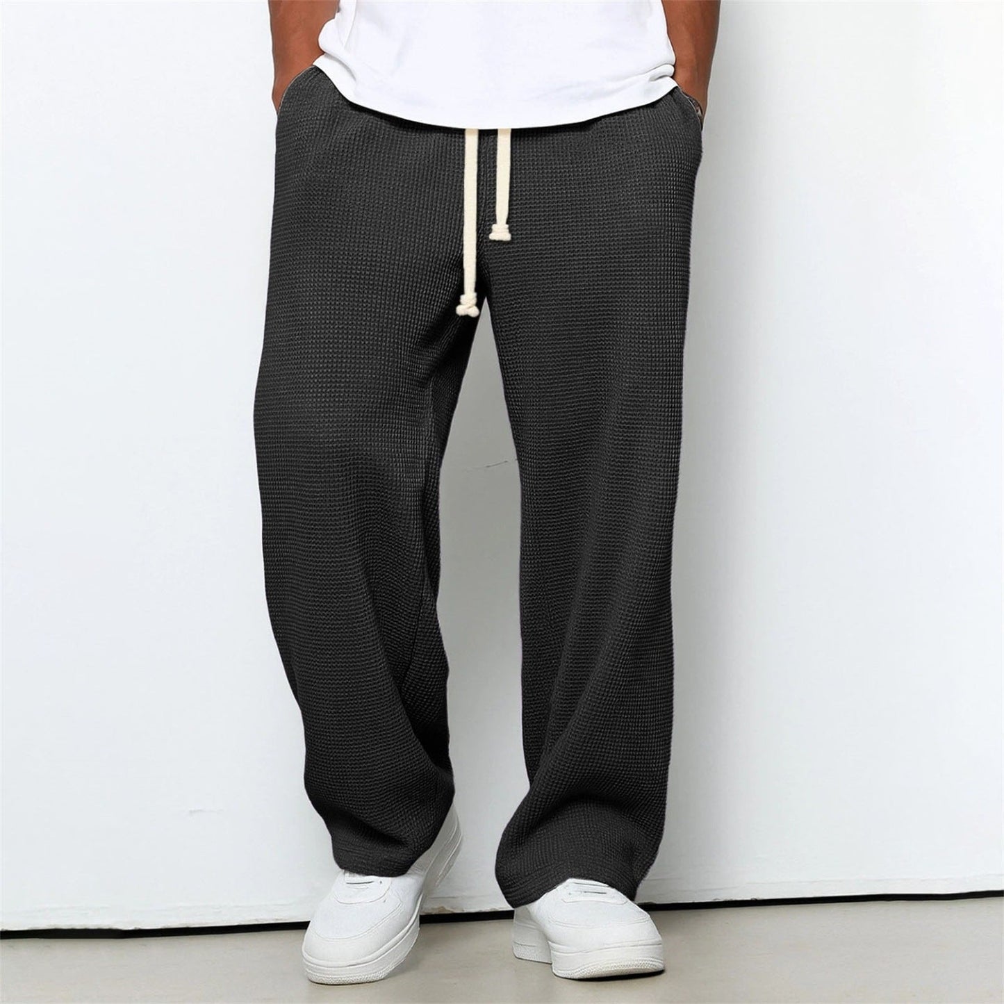 Men's Athleisure Straight-Leg Honeycomb Knit Pants – Comfortable Fit
