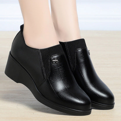 Women's Wedge Shoes with Round Toe and Slip-On Design – Casual Shoes