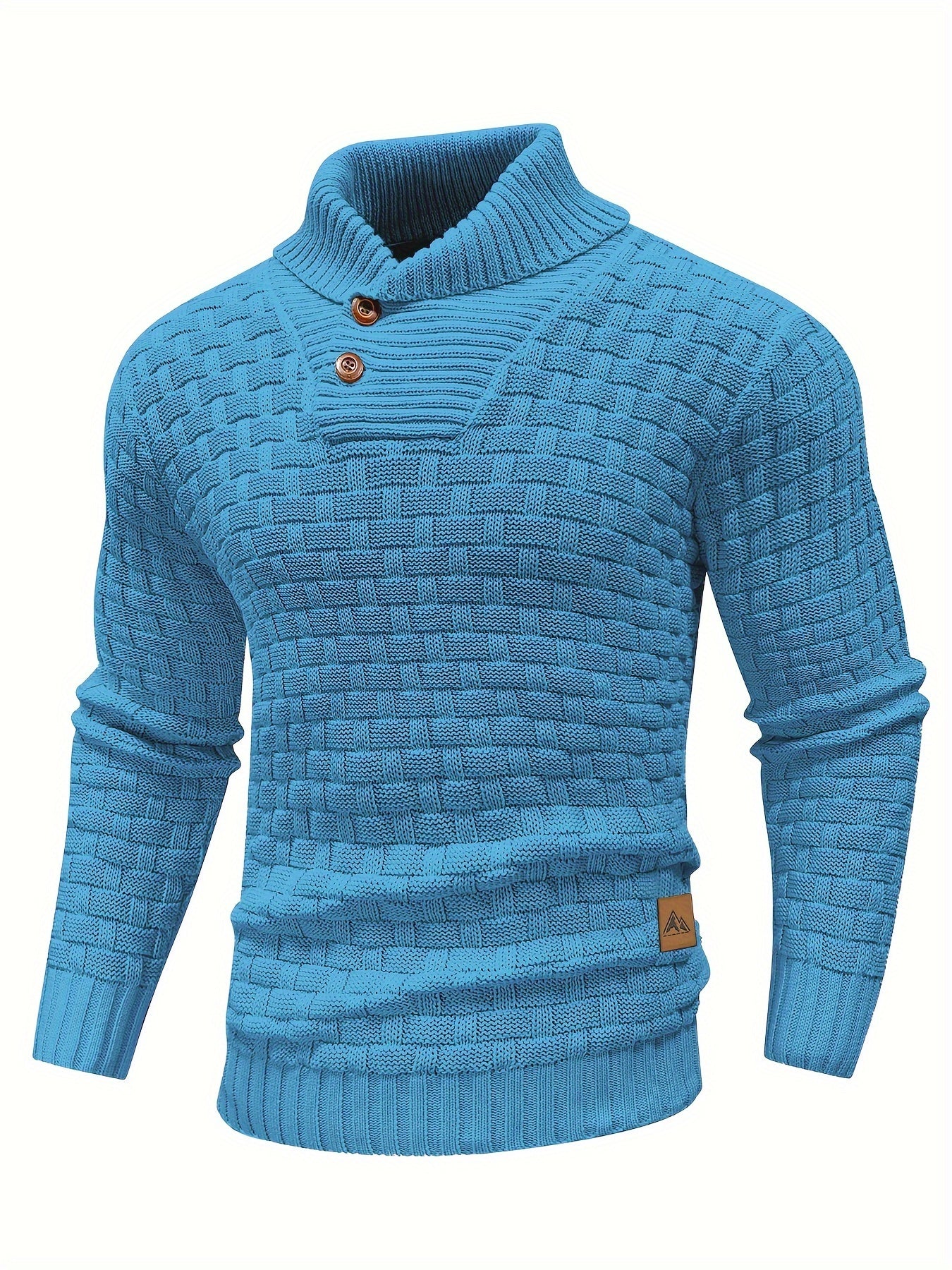 Maglione Uomo in Maglia Waffle con Collo a Sciarpa