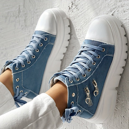 Women's Sneakers with Platform and Chunky Sole with Side Zip Details