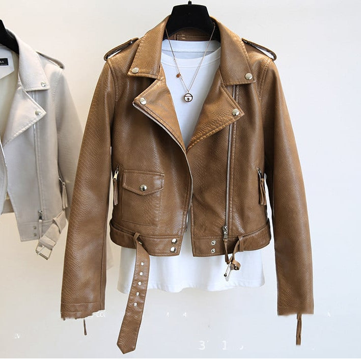 Women's Slim Fit Biker Jacket with Snake Print, Notched Collar, and Zip Closure