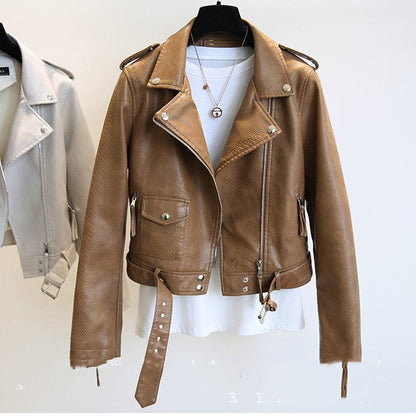 Women's Slim Fit Biker Jacket with Snake Print, Notched Collar, and Zip Closure