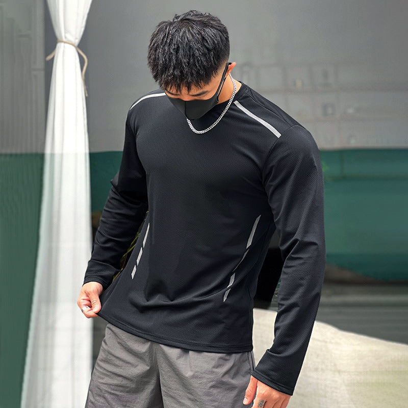 Maglia Uomo a Manica Lunga con Girocollo e Stampa Effetto Dipinto a Mano – Vestibilità Comoda
