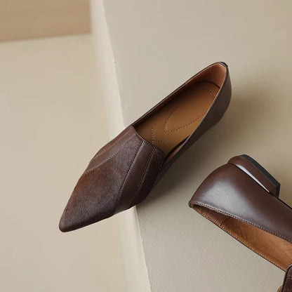 Women's Pointed Toe Ballerinas with Deep Neckline and Seamless Design – Elegant Ballerinas