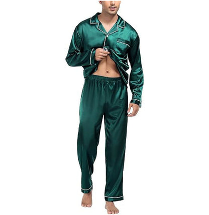Women's Long Sleeve Pajamas with Shirt and Pants Loose Fit – Silk Feel Effect