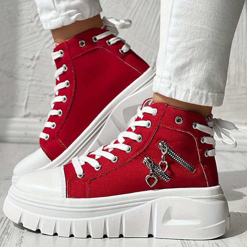 Women's Sneakers with Platform and Chunky Sole with Side Zip Details