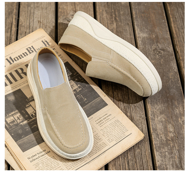 Zapatillas de hombre sin cordones con aspecto de cuero de microfibra – diseño retro