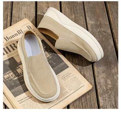 Zapatillas de hombre sin cordones con aspecto de cuero de microfibra – diseño retro
