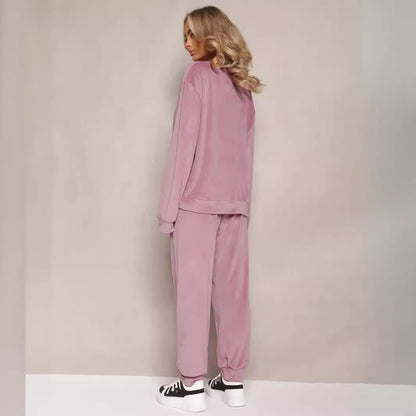Women's Two-Piece Set with Long Sleeve Top and Straight Leg Pants – Casual Set