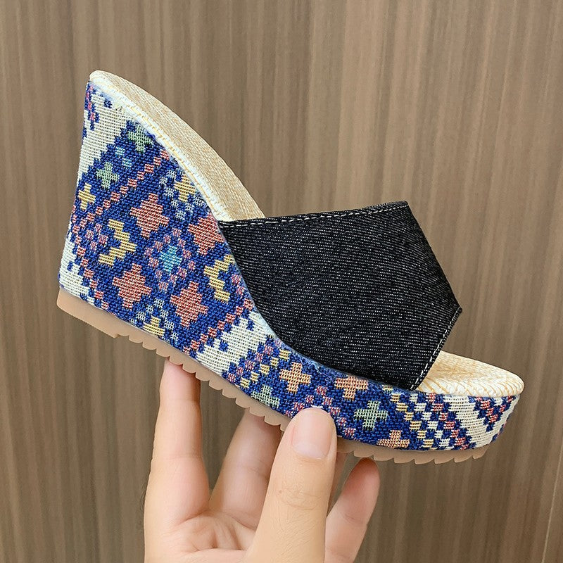 Sandali Donna con Zeppa, Punta Aperta e Fascia Larga – Sandali Casual