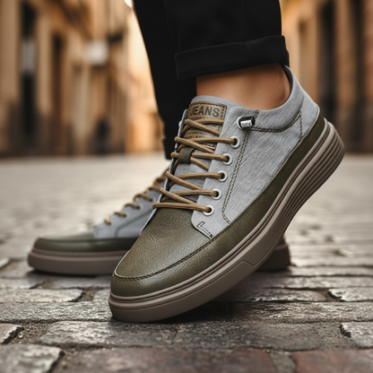 Herresneakers i kunstlæder med polstret indersål og gummisål – til daglig brug