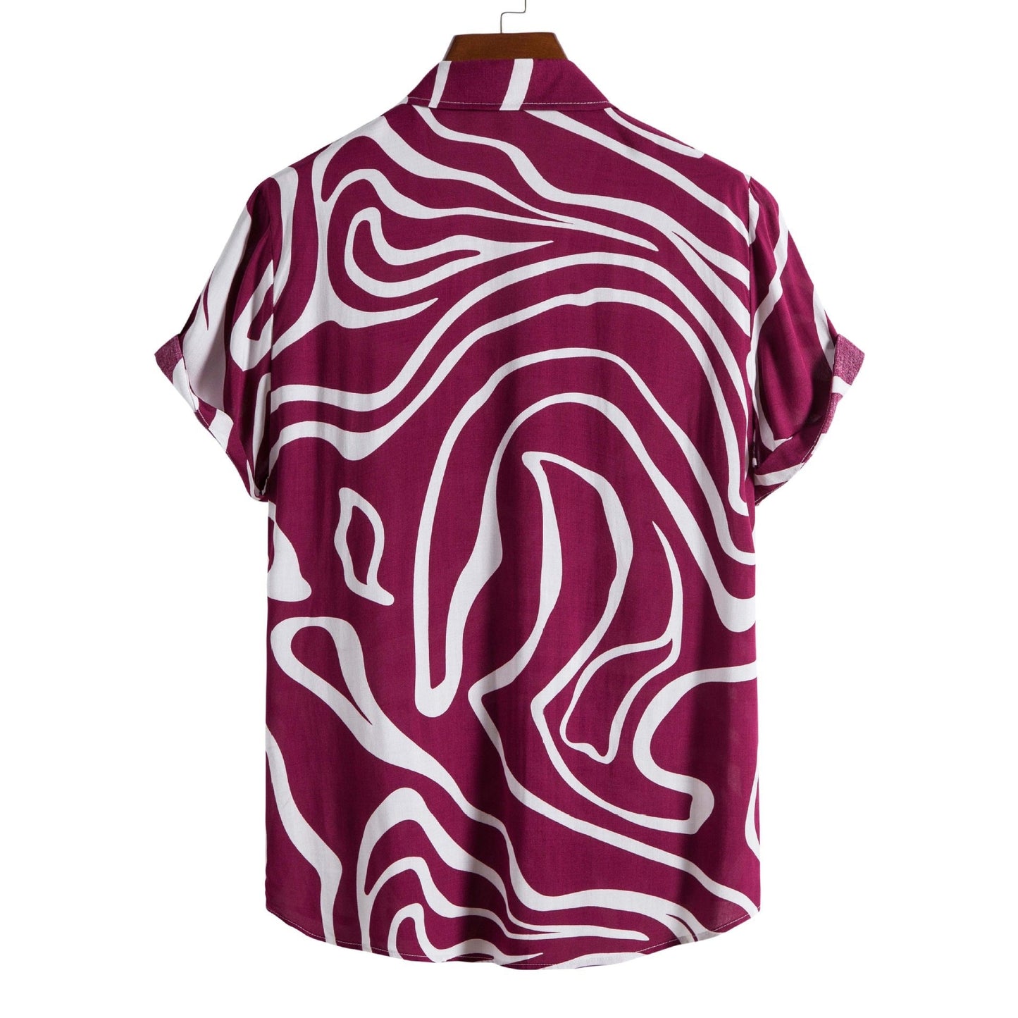 Herreskjorte Plus Size Sommer med Geometrisk Print og Korte Ærmer – Almindelig Pasform