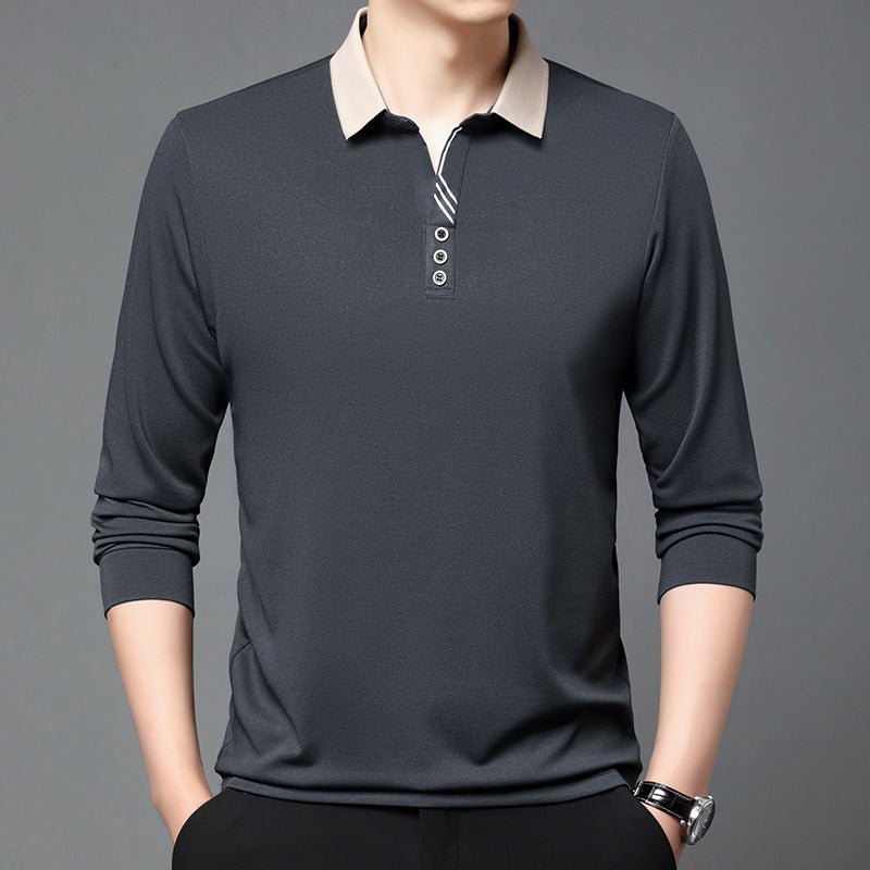 Herret-shirt i ensfarvet sommerdesign med reverskrave og asymmetrisk design – let casual t-shirt