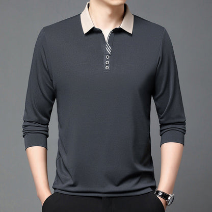 Herret-shirt i ensfarvet sommerdesign med reverskrave og asymmetrisk design – let casual t-shirt