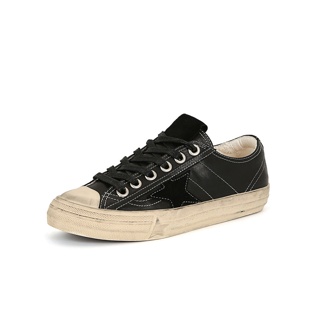 Women's Used Effect Sneakers with Laces – Microfiber Upper and Rubber Sole