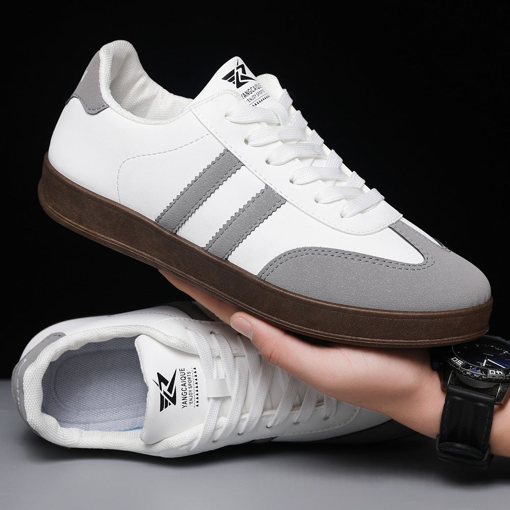 Sneakers Basse Da Uomo In Stile Retrò Con Strisce A Contrasto, Inserti Effetto Scamosciato E Suola Piatta.