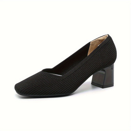 Women's Low-Cut Shoes with Wide Heel, Stretch Upper, and Padded Insole