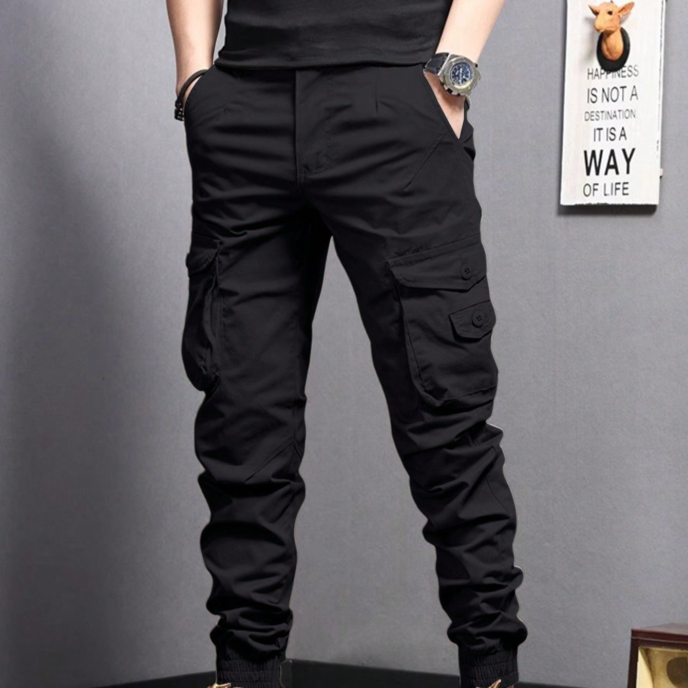 Pantaloni Uomo da Lavoro con Coulisse e Multi-Tasche – Gamba Dritta