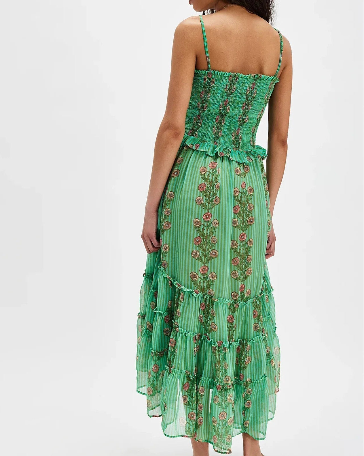Women's Midi Dress with Floral Print and Adjustable Straps – Elegant Summer Style