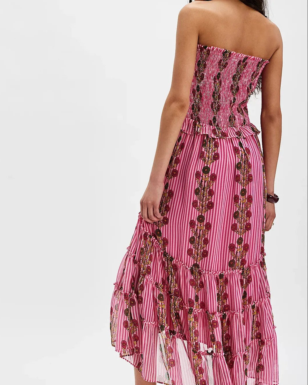 Women's Midi Dress with Floral Print and Adjustable Straps – Elegant Summer Style