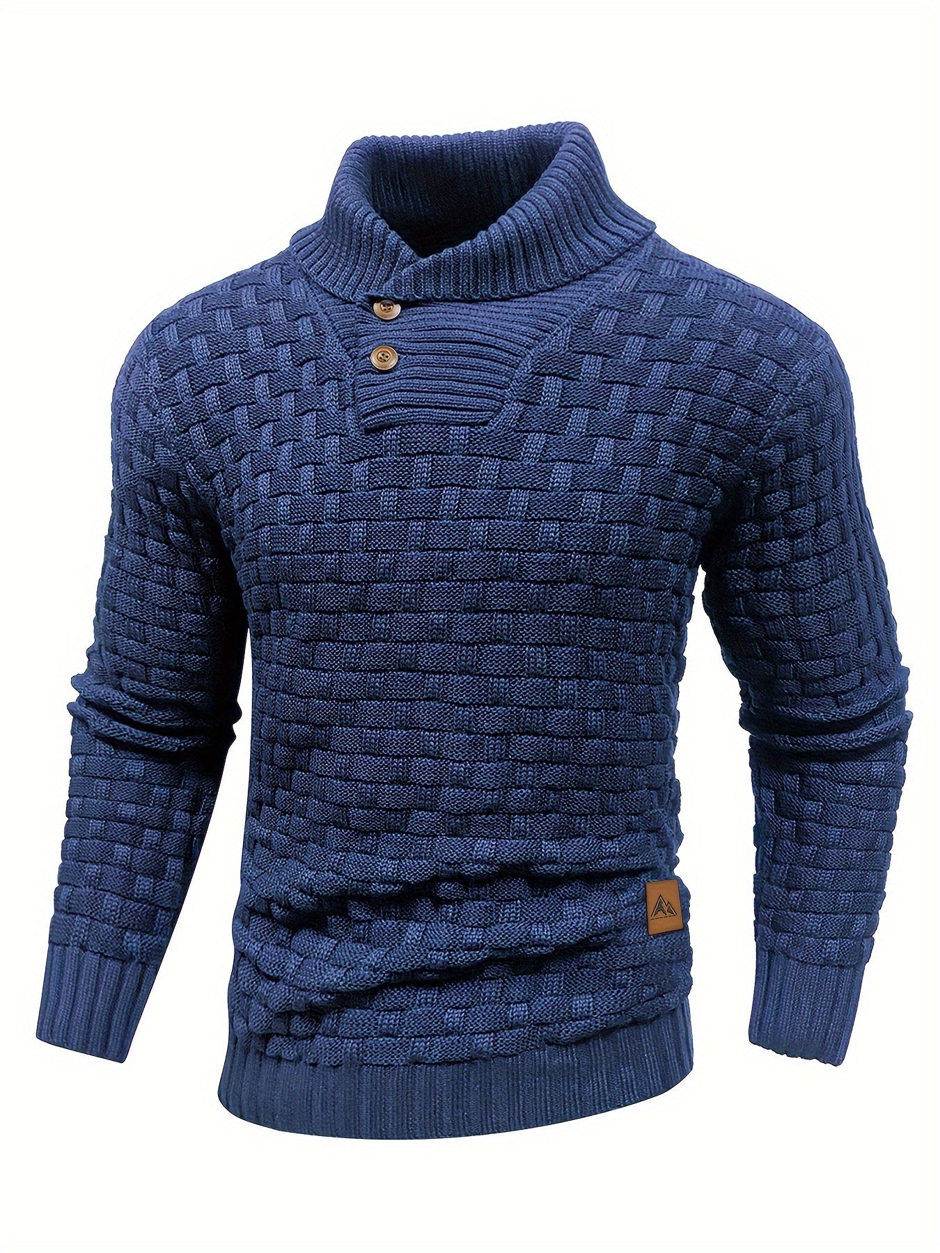 Maglione Uomo in Maglia Waffle con Collo a Sciarpa