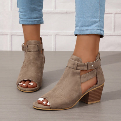 Sandali Donna con Tacco Alto, Punta Tonda e Cinturino con Fibbia – Sandali Eleganti
