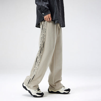 Pantaloni Uomo Stile Retrò con Righe Laterali – Gamba Dritta e Vestibilità Morbida