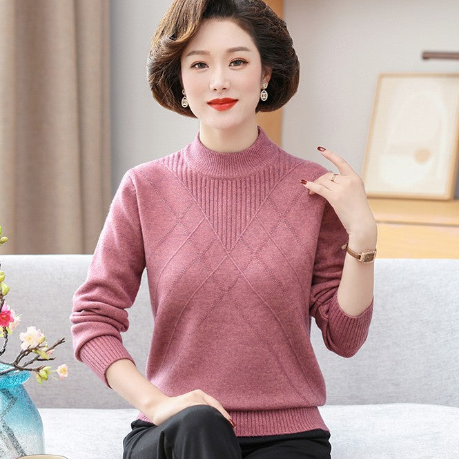 Maglione da Donna Pullover in Maglia Spessa con Collo Alto