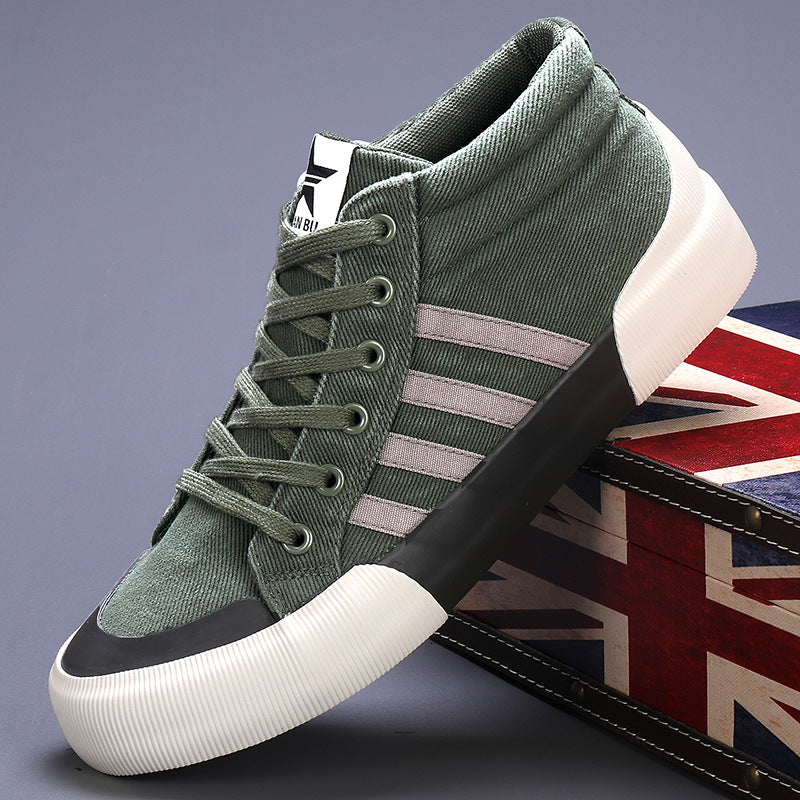 Sneakers Uomo Alte in Tela Color Block con Lacci – Stile Casual Quotidiano