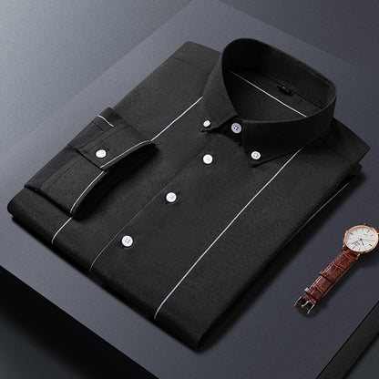 Herresommer skjorte med striber og korte ærmer, slim fit – let casual stil