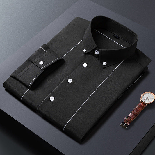 Herresommer skjorte med striber og korte ærmer, slim fit – let casual stil