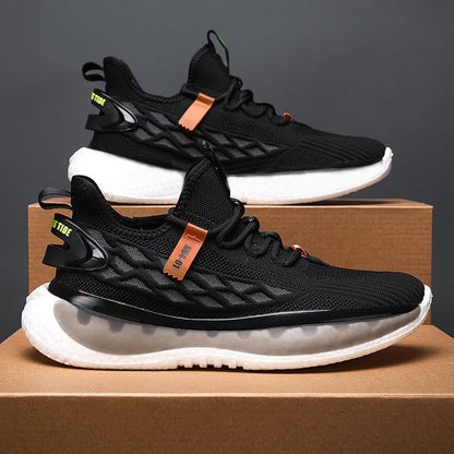 Men's Running Shoes with Laces, Thick Sole, and Round Toe