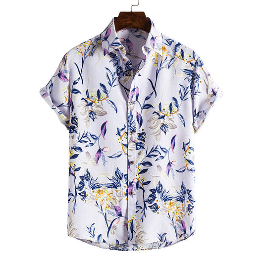 Herresommer skjorte med blomsterprint og reverskrave – Slim fit ferieskjorte