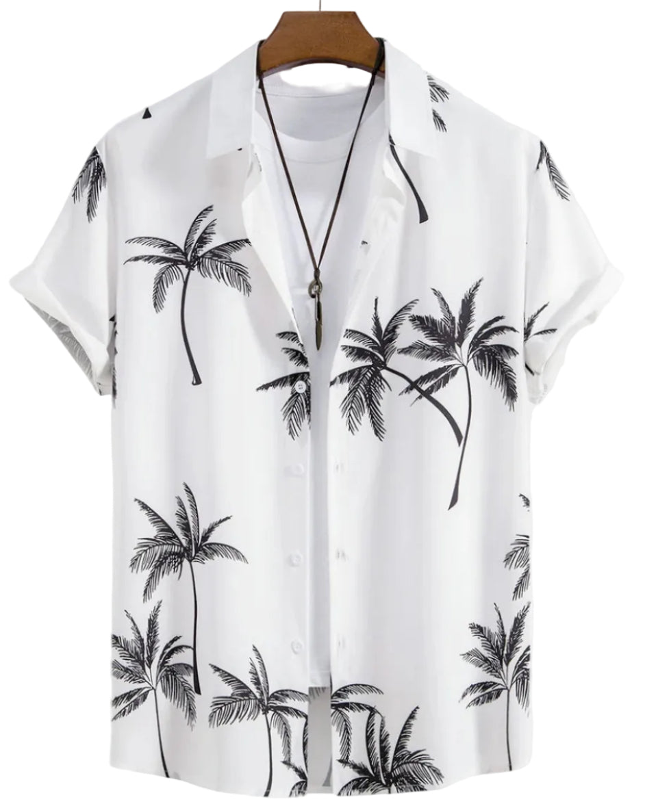 Camicia Uomo a Maniche Corte con Stampa Floreale e Bottoni – Leggera e Comoda