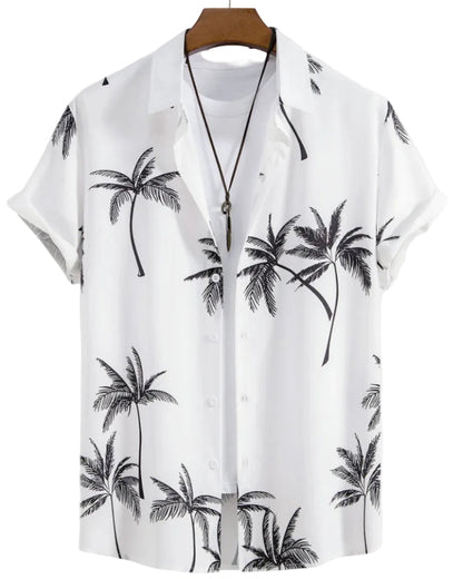 Camicia Uomo a Maniche Corte con Stampa Floreale e Bottoni – Leggera e Comoda