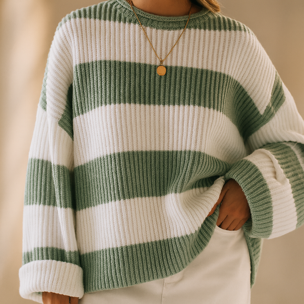 Maglione Donna a Righe Colorate con Vestibilità Comoda – Stile Casual