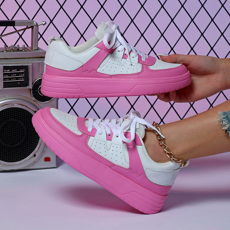 Zapatillas unisex con plataforma, cordones, suela blanda y diseño bajo.