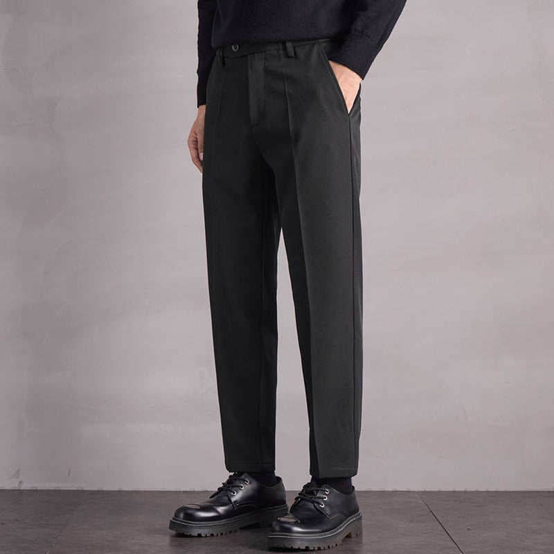Pantaloni Uomo Dritti Vita Media con Cerniera e Microelasticità – Stile Versatile