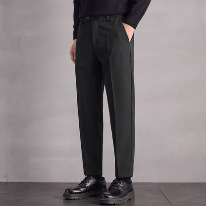Pantaloni Uomo Dritti Vita Media con Cerniera e Microelasticità – Stile Versatile